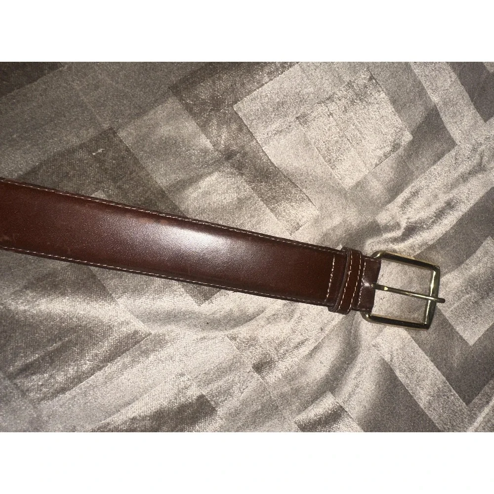 Torino Leather Belt‎ Mens Size 36 Brown European Cowhide Brass Tone Buckle 7501